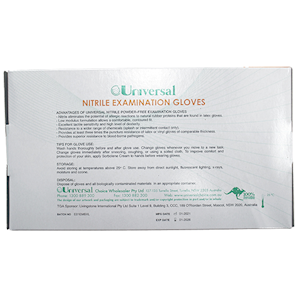 Universal Choice Nitrile Examination Gloves Extra Large Size AS NZ Standard Powder Free 100/Box 1000/Carton - Blue x5