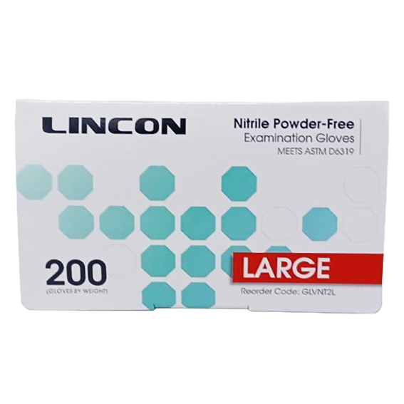 Lincon Nitrile Examination Gloves ASTM Powder Free EN374 Large HACCP 200/Box - Cobalt Blue x30