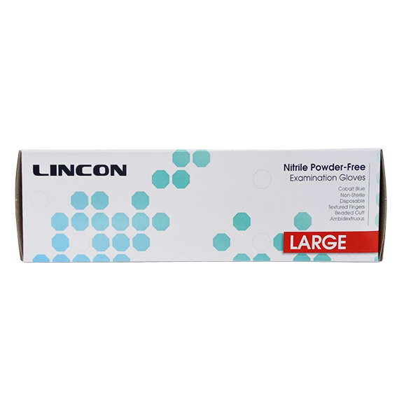 Lincon Nitrile Examination Gloves ASTM Powder Free EN374 Large HACCP 200/Box - Cobalt Blue x30
