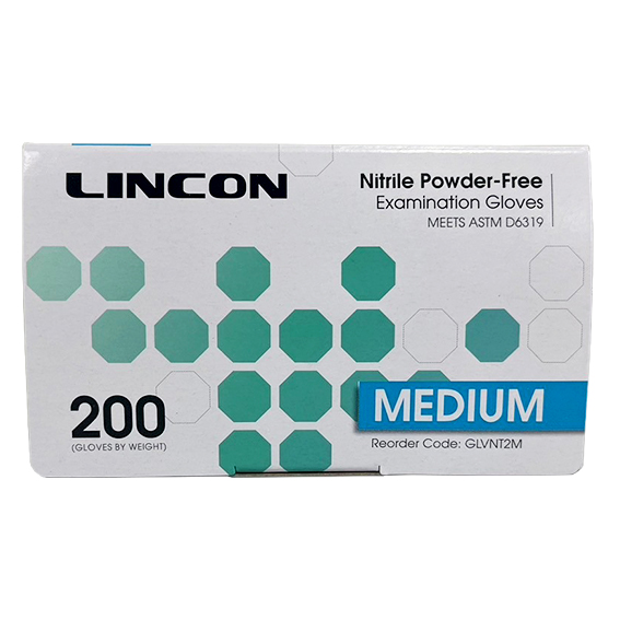 Lincon Nitrile Examination Gloves ASTM Powder Free EN374 Medium HACCP 200/Box - Cobalt Blue x30