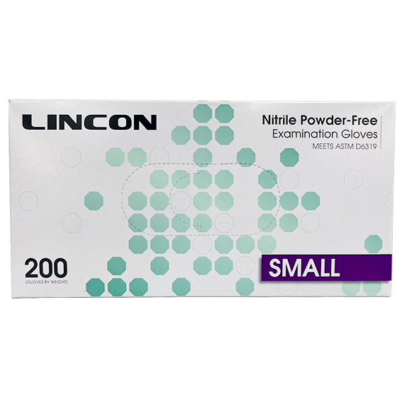 Lincon Nitrile Examination Gloves ASTM Powder Free EN374 Small HACCP 200/Box - Cobalt Blue x30