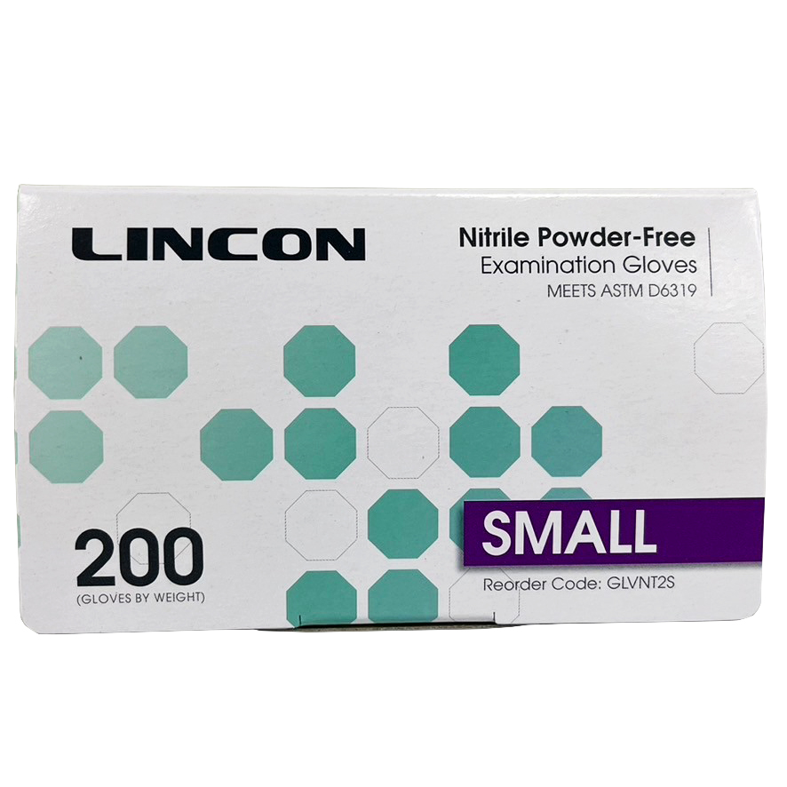 Lincon Nitrile Examination Gloves ASTM Powder Free EN374 Small HACCP 200/Box - Cobalt Blue x30