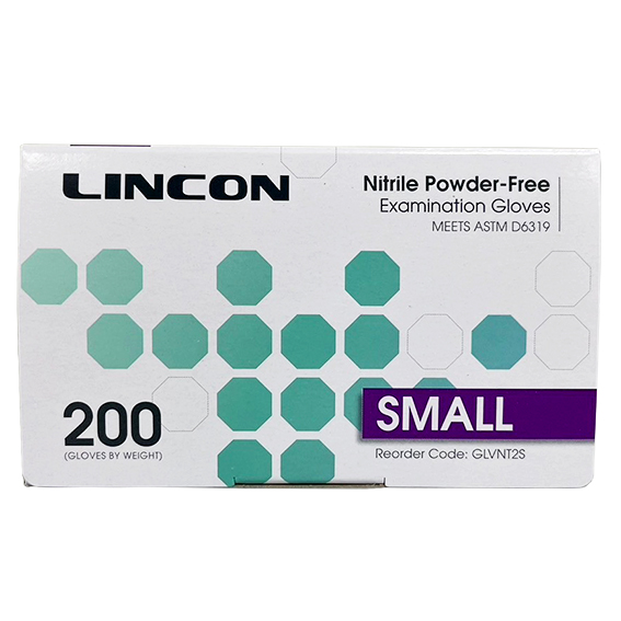 Lincon Nitrile Examination Gloves ASTM Powder Free EN374 Small HACCP 200/Box - Cobalt Blue x30