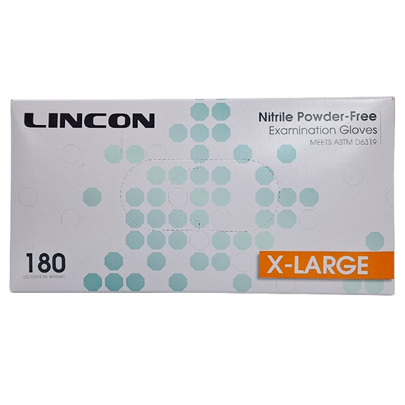 Lincon Nitrile Examination Gloves Powder Free Extra Large 180 Pcs/Box - Cobalt Blue x30