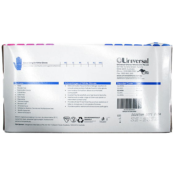 Lincon Nitrile Gloves Examination Non Sterile Medium 300/Box - Cobalt Blue x20