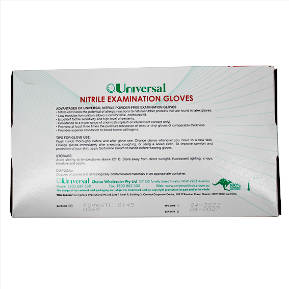 Universal Nitrile Examination Gloves ASTM Powder Free EN374 Large HACCP 100/Box - Cobalt Blue x60