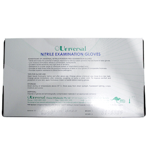 Universal Choice Nitrile Examination Gloves Medium Size ASTM Standard Powder Free 100/Box 1000/Carton - Blue x10