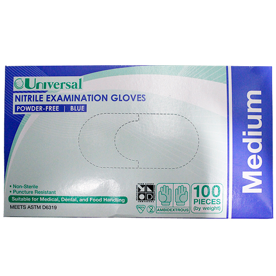 Universal Nitrile Examination Gloves ASTM Powder Free EN374 Medium HACCP 100/Box - Cobalt Blue x60