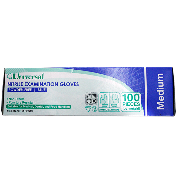Universal Nitrile Examination Gloves ASTM Powder Free EN374 Medium HACCP 100/Box - Cobalt Blue x60