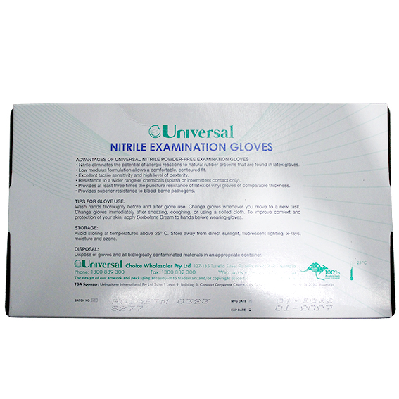 Universal Nitrile Examination Gloves ASTM Powder Free EN374 Medium HACCP 100/Box - Cobalt Blue x60
