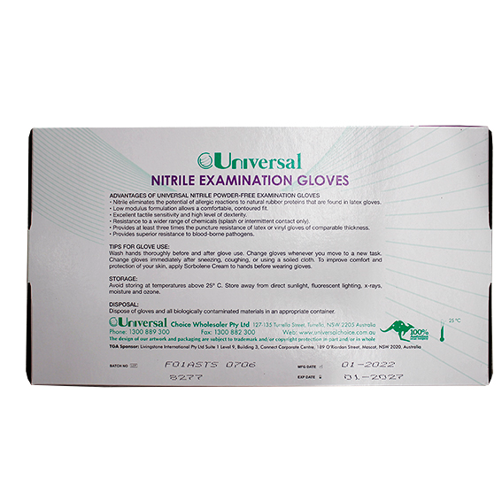 Universal Nitrile Examination Gloves ASTM Powder Free EN374 Small HACCP 100/Box - Cobalt Blue x60
