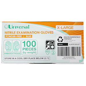 Universal Choice Nitrile Examination Gloves Extra Large Size ASTM Standard Powder Free 100/Box 1000/Carton - Blue x10