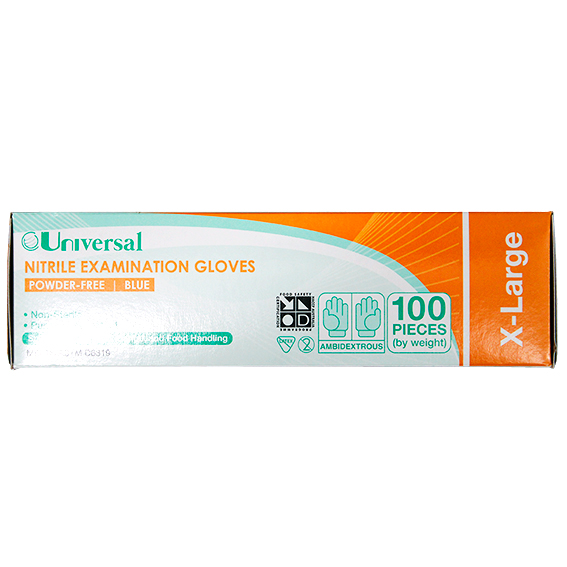 Universal Nitrile Examination Gloves ASTM Powder Free EN374 Extra Large HACCP 100/Box - Cobalt Blue x55