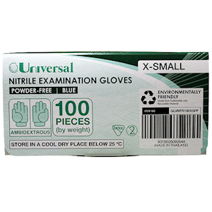 Universal Nitrile Examination Gloves Extra Small Size ASTM Standard Powder Free 100/Box - Blue x60