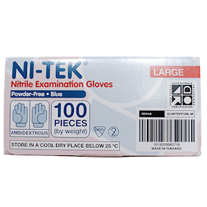 Ni-Tek Nitrile Premium Gloves AS NZ Standard Large Size Powder Free 100/Box 1000/Carton - Blue x5