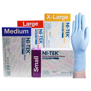 Ni-Tek Nitrile Premium Gloves AS NZ Standard Small Size Powder Free 100/Box 1000/Carton - Blue x5