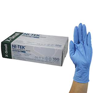 Ni-Tek Nitrile Premium Gloves AS NZ Standard Extra Small Size Powder Free 100/Box - Blue x40