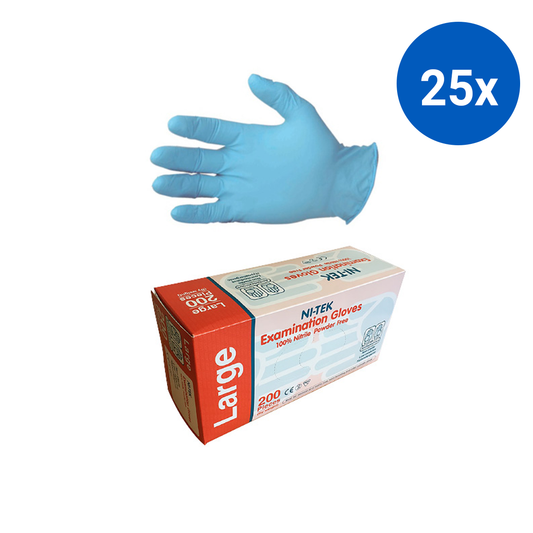 Ni-Tek Nitrile Gloves AS NZ Standard Powder Free EN374 Large 200/Box - Blue x25