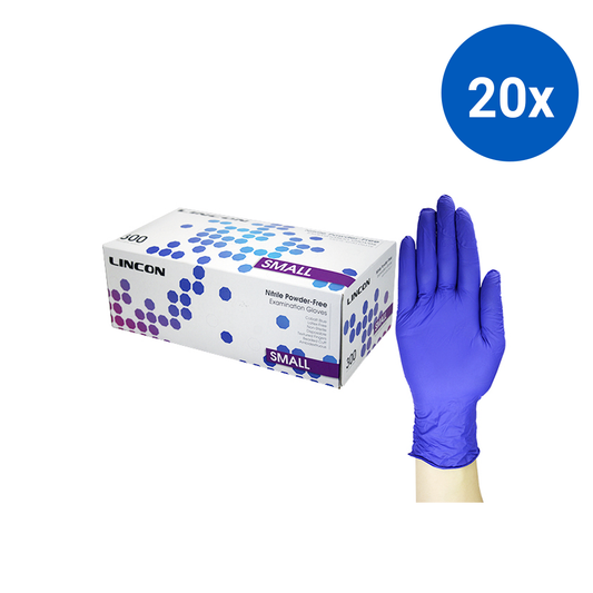 Lincon Nitrile Gloves Examination Powder Free Non Sterile Small 300/Box - Cobalt Blue x20