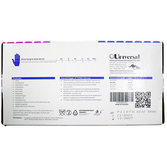 Lincon Nitrile Gloves Examination Powder Free Non Sterile Small 300/Box - Cobalt Blue x20