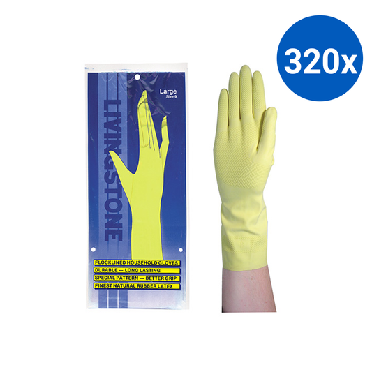Livingstone Household Rubber Gloves Flocklined Large - Yellow x320