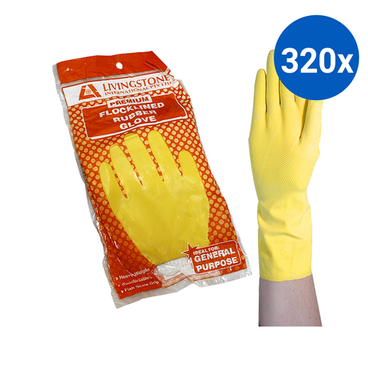 Livingstone Household Flocklined Rubber Gloves Extra Large - Yellow x320
