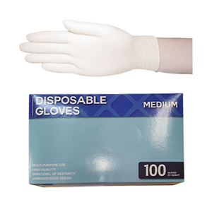 Skin Shield Latex Gloves Medium Size Powder Free Polymer Coated Textured Non Sterile 100/Box - White x50
