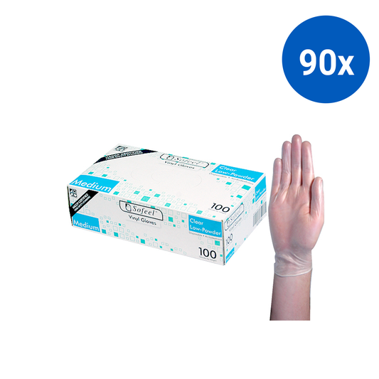 Sofeel Vinyl Gloves Recyclable 4.5g HACCP Grade Low Powder Medium 100/Box - Clear x90