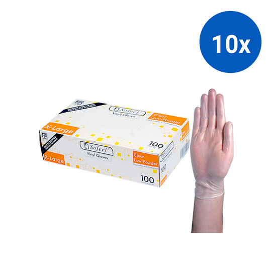Sofeel Vinyl Gloves Recyclable 5.5g HACCP Grade Low Powder Extra Large 100/Box 1000/Carton - Clear x10