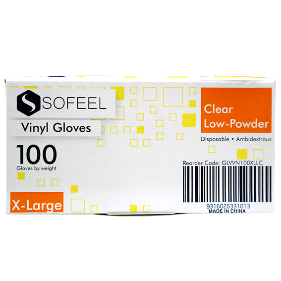 Sofeel Vinyl Gloves Recyclable 5.5g HACCP Grade Low Powder Extra Large 100/Box 1000/Carton - Clear x10