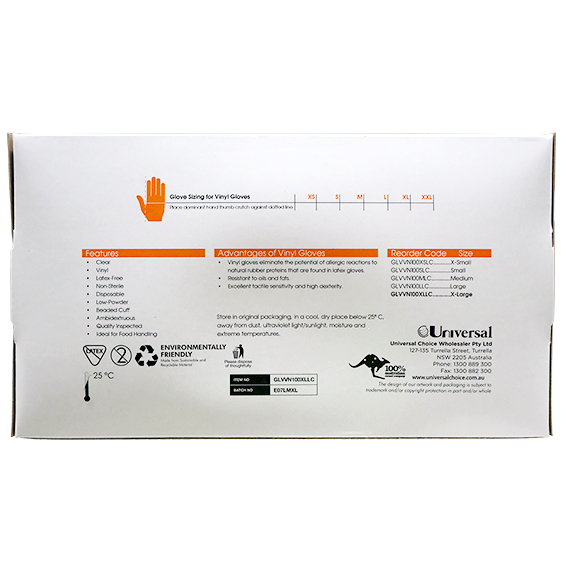 Sofeel Vinyl Gloves Recyclable 5.5g HACCP Grade Low Powder Extra Large 100/Box 1000/Carton - Clear x10