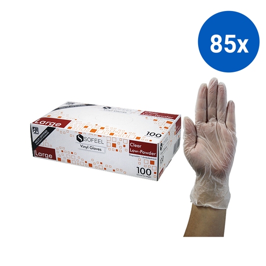 Sofeel Vinyl Gloves Recyclable 5.0g HACCP Grade Powder Free Large 100/Box - Clear x85