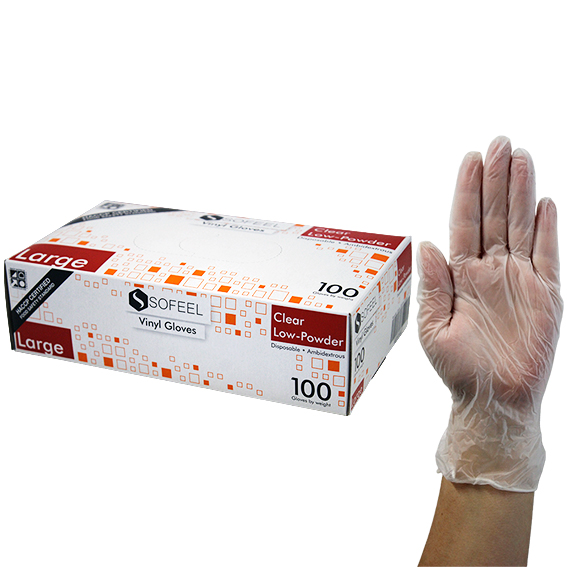 Sofeel Vinyl Gloves Recyclable 5.0g HACCP Grade Powder Free Large 100/Box - Clear x85