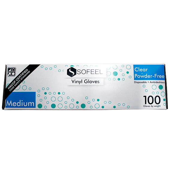 Sofeel Vinyl Gloves Recyclable 4.5g HACCP Grade Powder Free Medium 100/Box - Clear x85