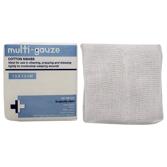 Liv Gauze Swabs 8-Ply 7.5 x 7.5cm 100% Cotton Surgically Clean Non-Sterile 100/Pack - White x150