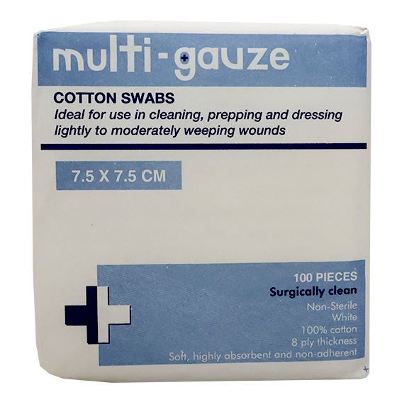 Liv Gauze Swabs 8-Ply 7.5 x 7.5cm 100% Cotton Surgically Clean Non-Sterile 100/Pack - White x150