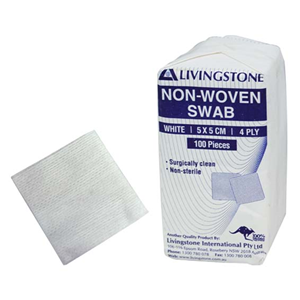 Livingstone Non-Woven Swabs Superior Absorbency 4 Ply 5 x 5 cm 100/Pack - White x205