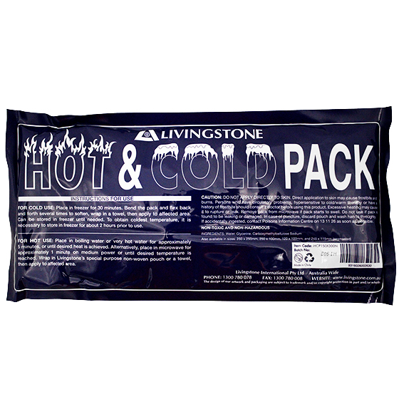 Livingstone Hot and Cold Pack 15 x 30cm 400g Reusable - Clear Non-Staining Gel x45