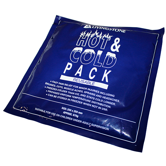 Livingstone Hot and Cold Pack 25 x 25cm 670g Reusable Non-Staining Gel - Clear x25