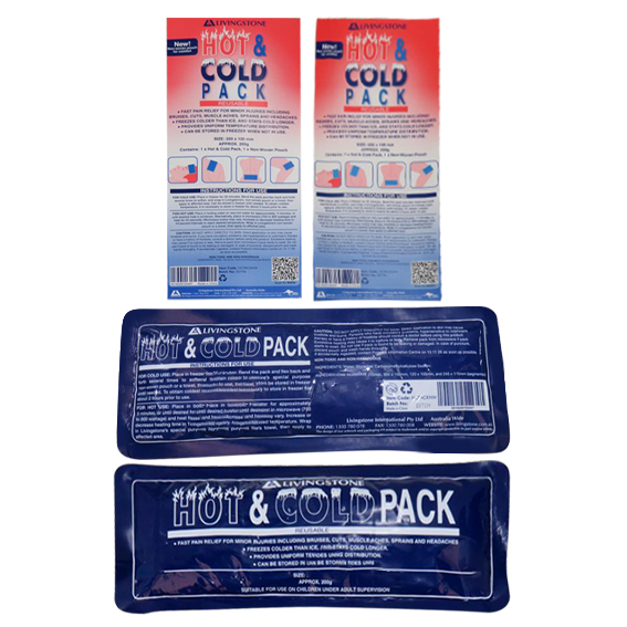 Livingstone Hot and Cold Pack with FREE Non Woven Cover 10 x 25cm 200g Reusable Non-Toxic Clear Gel - Clear x95