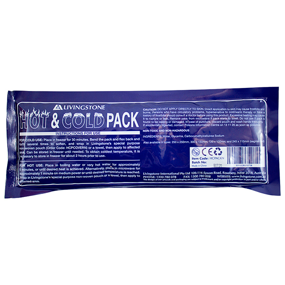 Livingstone Hot and Cold Pack 10 x 25cm 200g Reusable Clear Non-Staining Gel - Clear x95