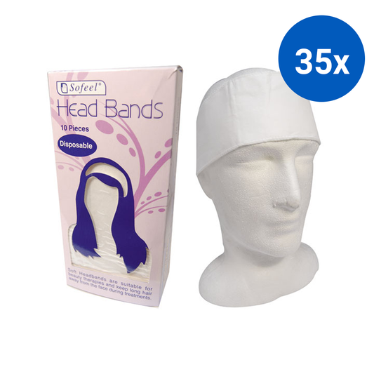 Sofeel Headbands Cotton Cloth with Adjustable Easy Fastening 7.5x65cm 10/Pack - White x35