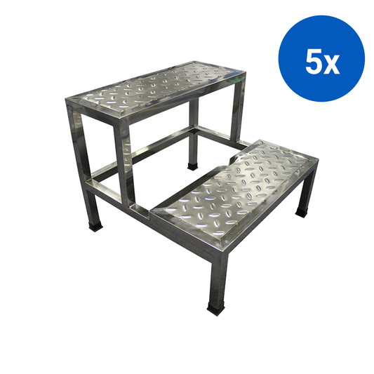 Livingstone Metal Safety Foot Step Double Step Heavy Duty 3.8kg 50L x 40.5W x 41H cm - Silver x5