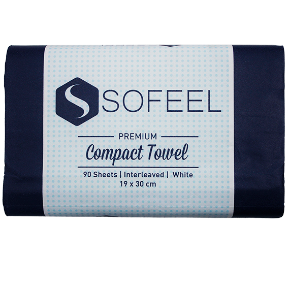 Sofeel Premium Compact Hand Towel Interleaved Biodegradable Paper 30 x 19cm 90/Pack 2160/Carton - White x10