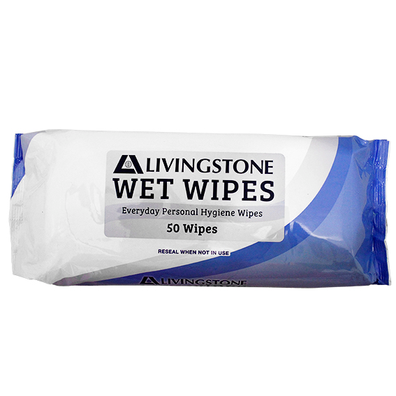 Livingstone Wet Cleansing Wipes Adult 50 in Soft Resealable Pack 12 Packs/Carton - Red x10