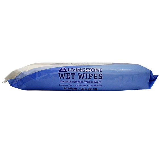 Livingstone Wet Cleansing Wipes Adult 50 in Soft Resealable Pack 12 Packs/Carton - Red x10