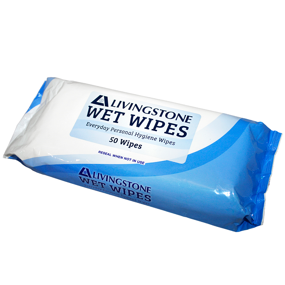 Livingstone Wet Cleansing Wipes Adult 50 in Soft Resealable Pack 12 Packs/Carton - Red x10