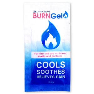 Livingstone Burn Gel Sachet 3.5gr for Instant Pain Relief of Burns/Scalds/Sunburn 50/Bag - White x 15