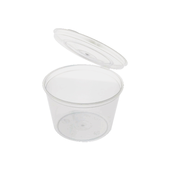 Livingstone Round Take-Away Container with Hinged Lid 4oz or 110ml Recyclable Plastic BPA Free 1000/Carton - Clear x10
