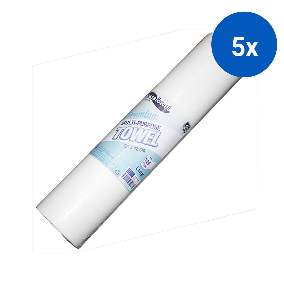 Bestatowel Premium Multi-Purpose Towel 50x42cm Large 100/Roll 8 Rolls/Carton - White x5